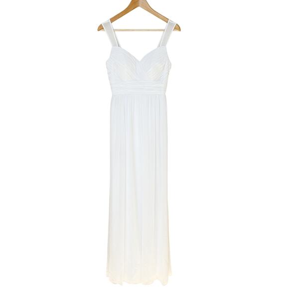 Gather and Gown White Dress Gown sz 2 Column Empire Waist Cotillion Wedding Grad - Picture 1 of 8
